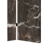 3 Panel Marble Print Canvas Room Divider, Dark Brown - BM26567