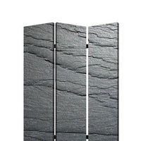 3 Panel Canvas and Metal Frame Room Divider, Slate Gray - BM26569