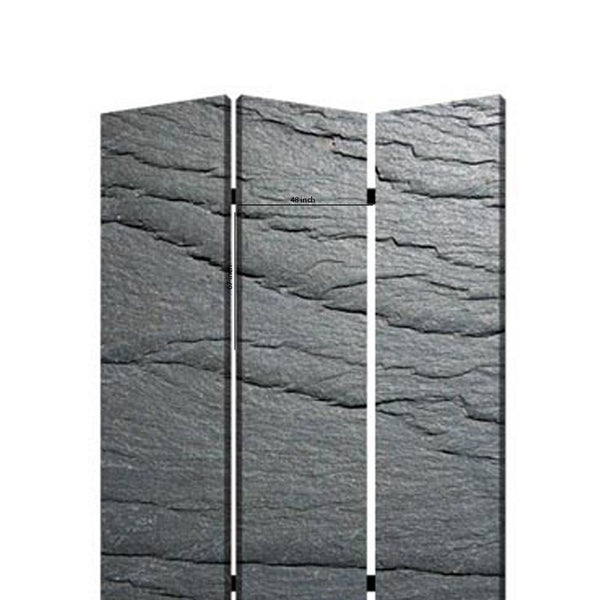 3 Panel Canvas and Metal Frame Room Divider, Slate Gray - BM26569