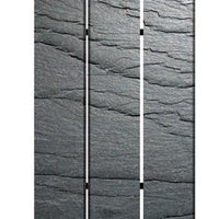 3 Panel Canvas and Metal Frame Room Divider, Slate Gray - BM26569