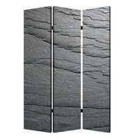 3 Panel Canvas and Metal Frame Room Divider, Slate Gray - BM26569