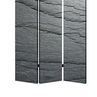 3 Panel Canvas and Metal Frame Room Divider, Slate Gray - BM26569