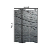 3 Panel Canvas and Metal Frame Room Divider, Slate Gray - BM26569