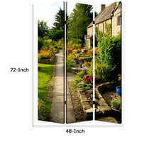 3 Panel Garden Print Canvas Room Divider, Multicolor - BM26570