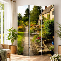 3 Panel Garden Print Canvas Room Divider, Multicolor - BM26570