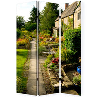3 Panel Garden Print Canvas Room Divider, Multicolor - BM26570