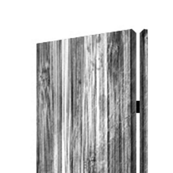 3 Panel Canvas Room Divider with Distressed Wood Print, Gray and Black - BM26571