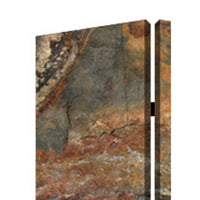 3 Panel Canvas and Metal Frame Room Divider, Slate Brown - BM26572