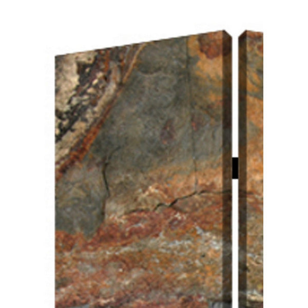 3 Panel Canvas and Metal Frame Room Divider, Slate Brown - BM26572