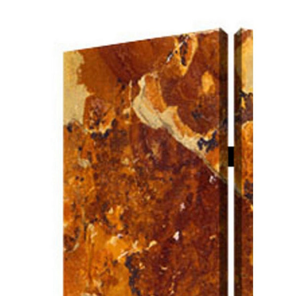 3 Panel Marble Print Foldable Canvas Room Divider, Brown - BM26573