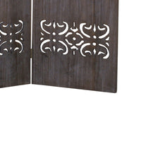 3 Panel Shinto Cut Out Design Foldable Room Divider, Brown - BM26575