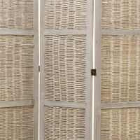 Cottage Style 3 Panel Room Divider with Willow Weaving, Gray - BM26577