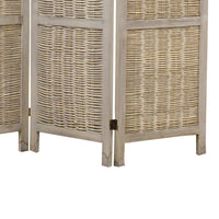 Cottage Style 3 Panel Room Divider with Willow Weaving, Gray - BM26577