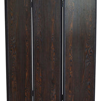 3 Panel Foldable Wooden Screen with Grain Details, Dark Brown - BM26602