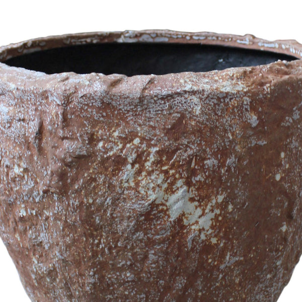 Hand Made Round Bowl Like Rocky Sandstone Planter, Brown, Set of 3 - BM26608