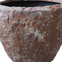 Hand Made Round Bowl Like Rocky Sandstone Planter, Brown, Set of 3 - BM26608