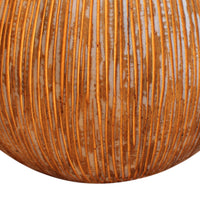Contemporary Ribbed Finish Sandstone Decor Ball with Lights, Brown - BM26619