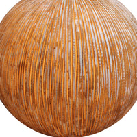 Contemporary Ribbed Finish Sandstone Decor Ball with Lights, Brown - BM26619