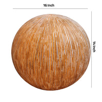 Contemporary Ribbed Finish Sandstone Decor Ball with Lights, Brown - BM26619