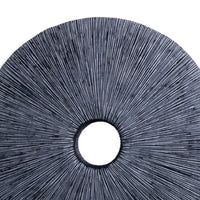 Ribbed Round Sandstone Wall Decor with Cut Out at Centre, Small, Gray - BM26622