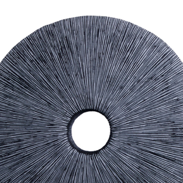 Ribbed Round Sandstone Wall Decor with Cut Out at Centre, Small, Gray - BM26622