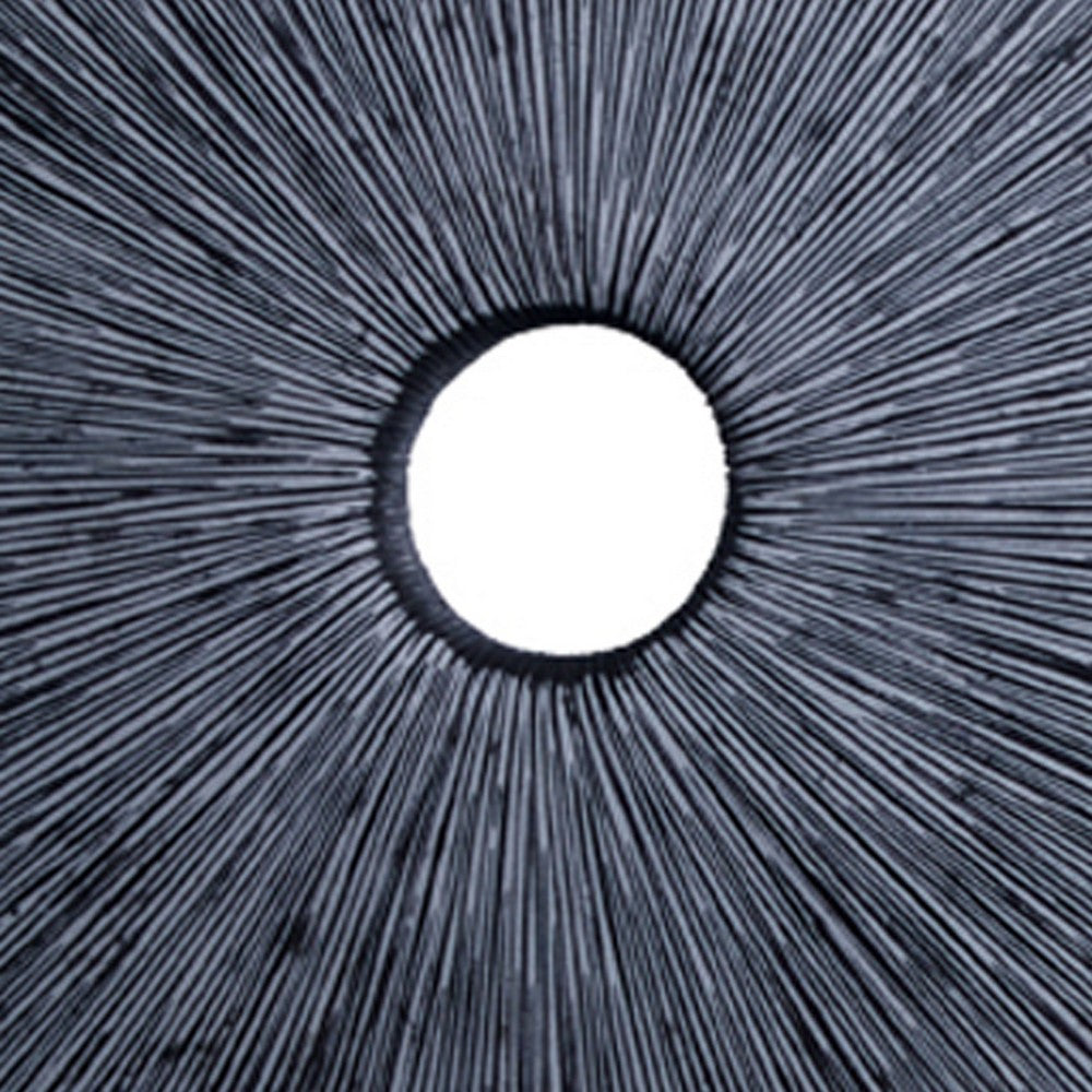 Ribbed Round Sandstone Wall Decor with Cut Out at Centre, Small, Gray - BM26622