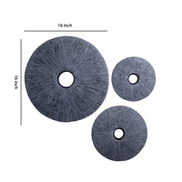 Ribbed Round Sandstone Wall Decor with Cut Out at Centre, Small, Gray - BM26622