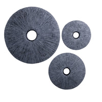 Ribbed Round Sandstone Wall Decor with Cut Out at Centre, Large, Gray - BM26624
