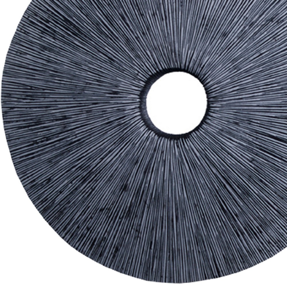 Ribbed Round Sandstone Wall Decor with Cut Out at Centre, Large, Gray - BM26624