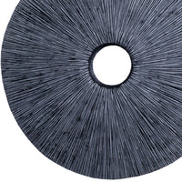 Ribbed Round Sandstone Wall Decor with Cut Out at Centre, Large, Gray - BM26624