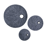 Ribbed Round Sandstone Wall Decor with Cut Out Near the Edge, Small, Gray - BM26625
