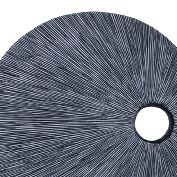Ribbed Round Sandstone Wall Decor with Cut Out Near the Edge, Large, Gray - BM26627