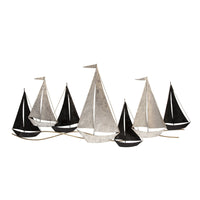 Wall Decor with Metal Sailboats, Black and Silver - BM266281