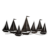 Wall Decor with Metal Sailboats, Black and Silver - BM266281