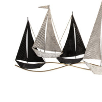 Wall Decor with Metal Sailboats, Black and Silver - BM266281