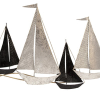 Wall Decor with Metal Sailboats, Black and Silver - BM266281