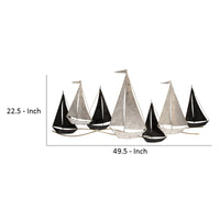 Wall Decor with Metal Sailboats, Black and Silver - BM266281