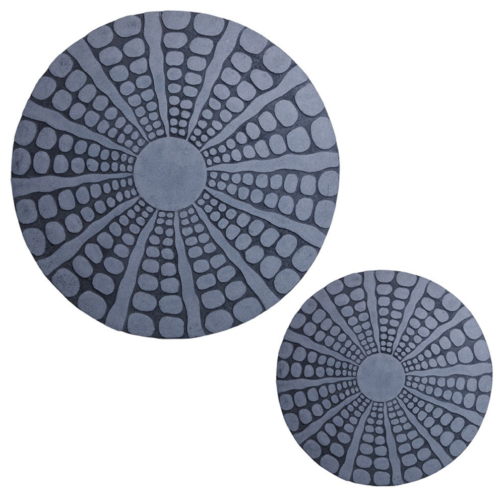 Round Shape Sandstone Wall Decor with Stardust Pebble, Small, Gray - BM26633