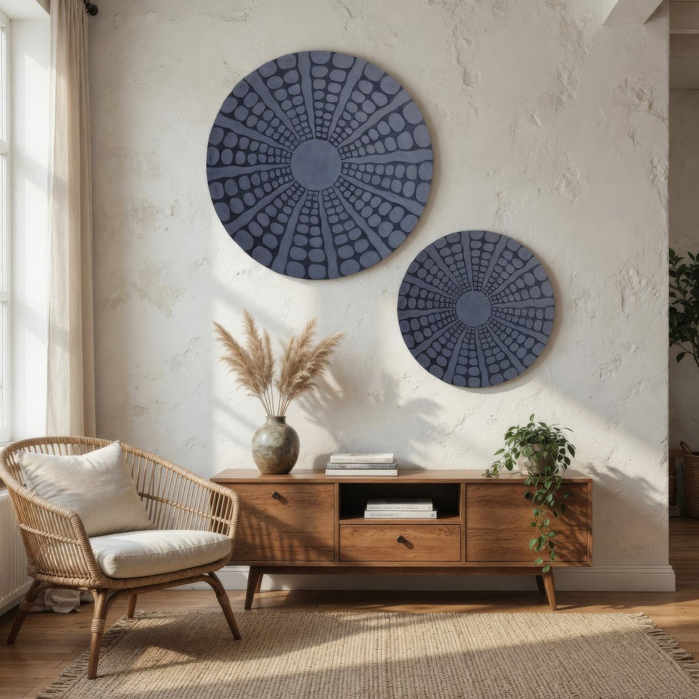 Round Sandstone Wall Decor with Stardust Pebble, Large, Gray - BM26634