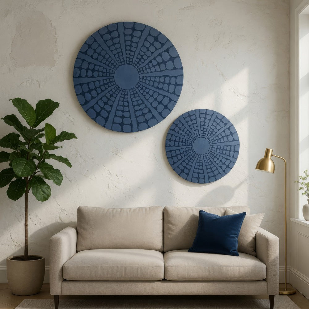 Round Sandstone Wall Decor with Stardust Pebble, Large, Gray - BM26634