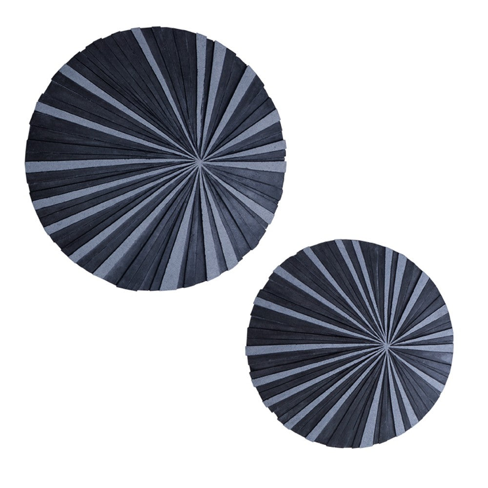 Round and Ribbed Sandstone Wall Decor, Large, Gray - BM26636