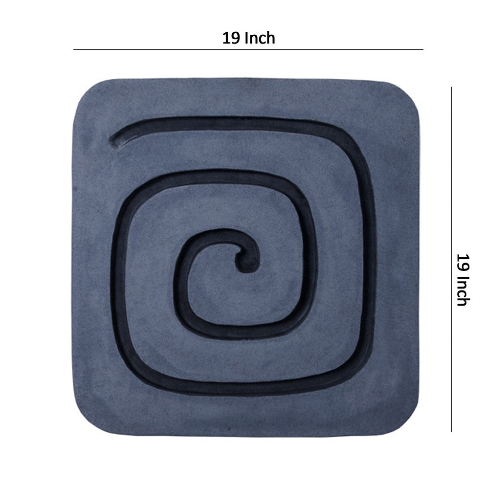 Sandstone Wall Decor with Square Spiral Design, Gray and Black - BM26637