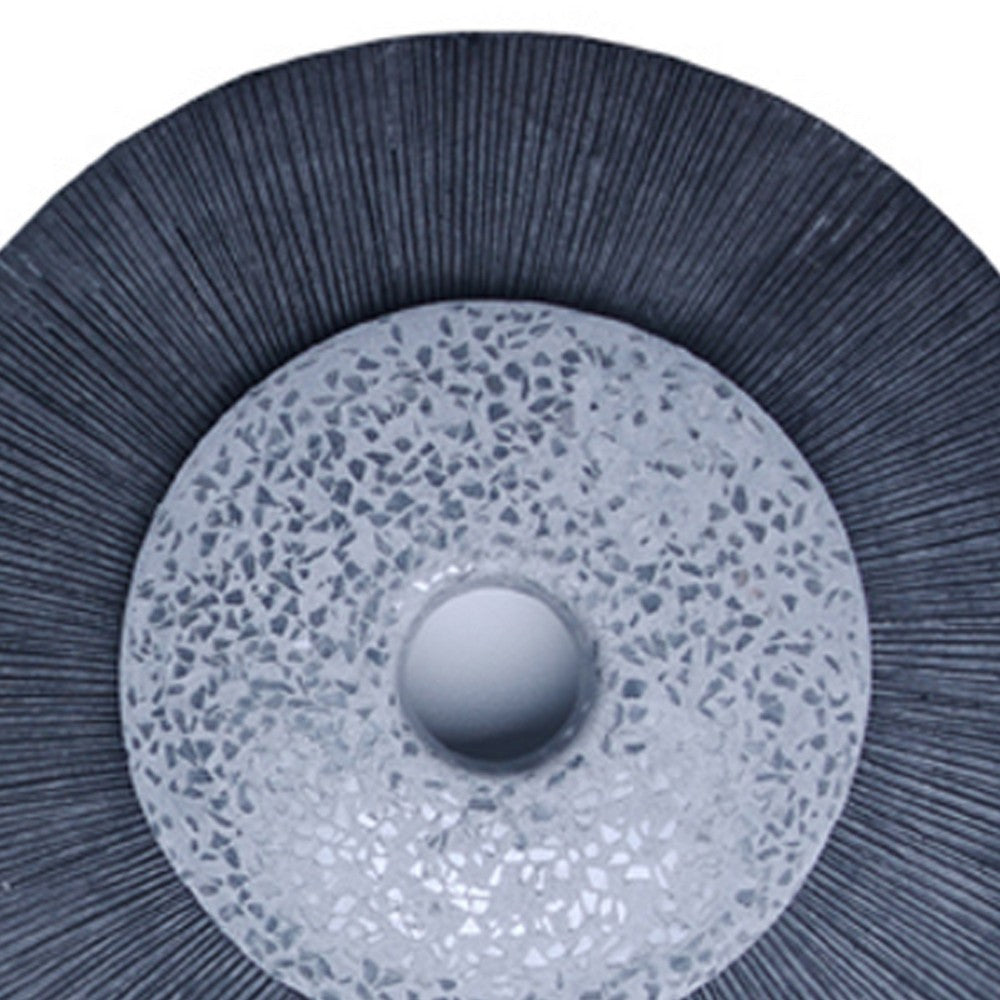 Round Dual Layer Glass and Sandstone Wall Decor, Small, Gray - BM26638