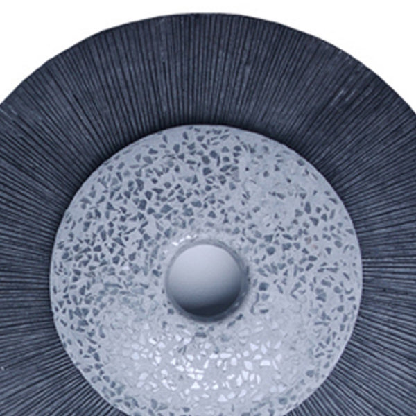 Round Dual Layer Glass and Sandstone Wall Decor, Small, Gray - BM26638