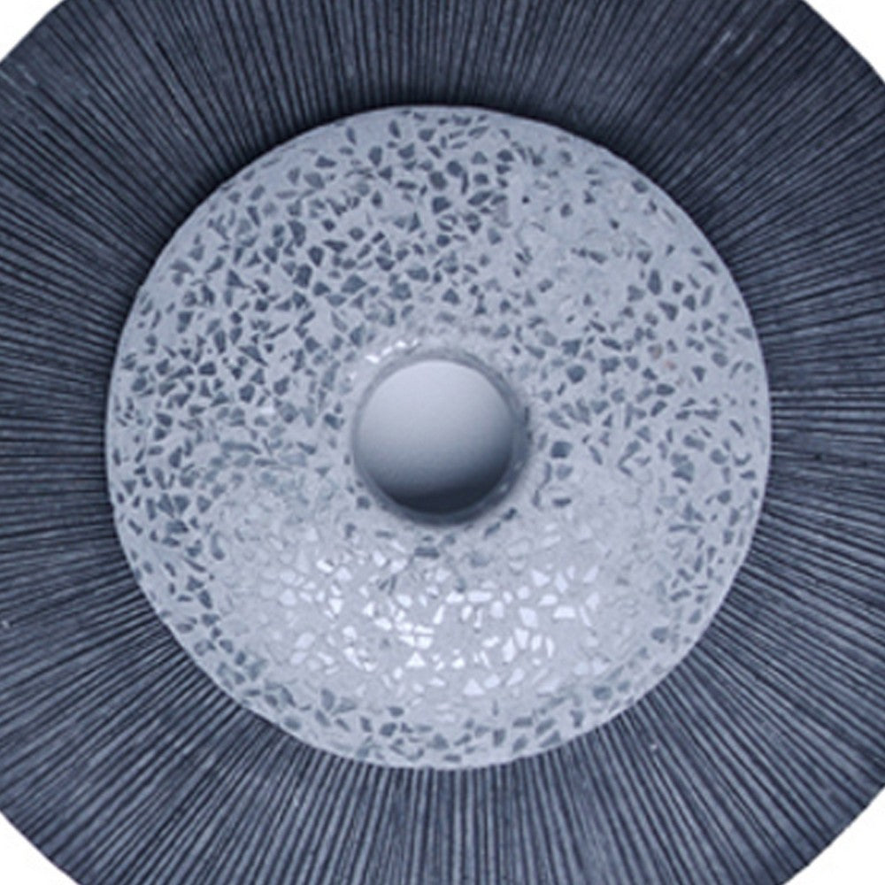 Round Dual Layer Glass and Sandstone Wall Decor, Small, Gray - BM26638
