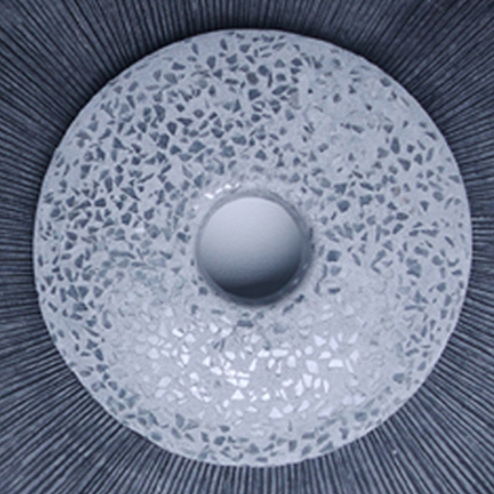 Round Dual Layer Glass and Sandstone Wall Decor, Large, Gray - BM26639