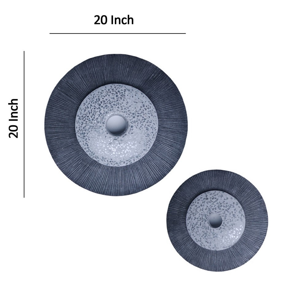 Round Dual Layer Glass and Sandstone Wall Decor, Large, Gray - BM26639