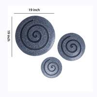Round Sandstone and Glass Wall Decor with Spiral Design, Medium, Gray - BM26641