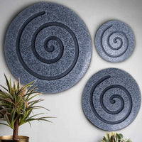 Round Sandstone and Glass Wall Decor with Spiral Design, Medium, Gray - BM26641