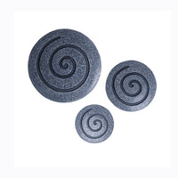 Round Sandstone and Glass Wall Decor with Spiral Design, Medium, Gray - BM26641